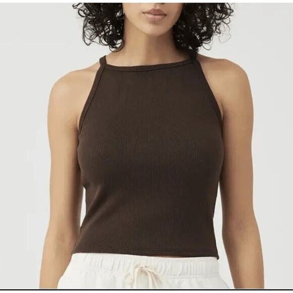 Outdoor Voices Womens XXXL Activewear Cozy Rib Java Tank Top Stretch Workout NEW - Picture 1 of 6